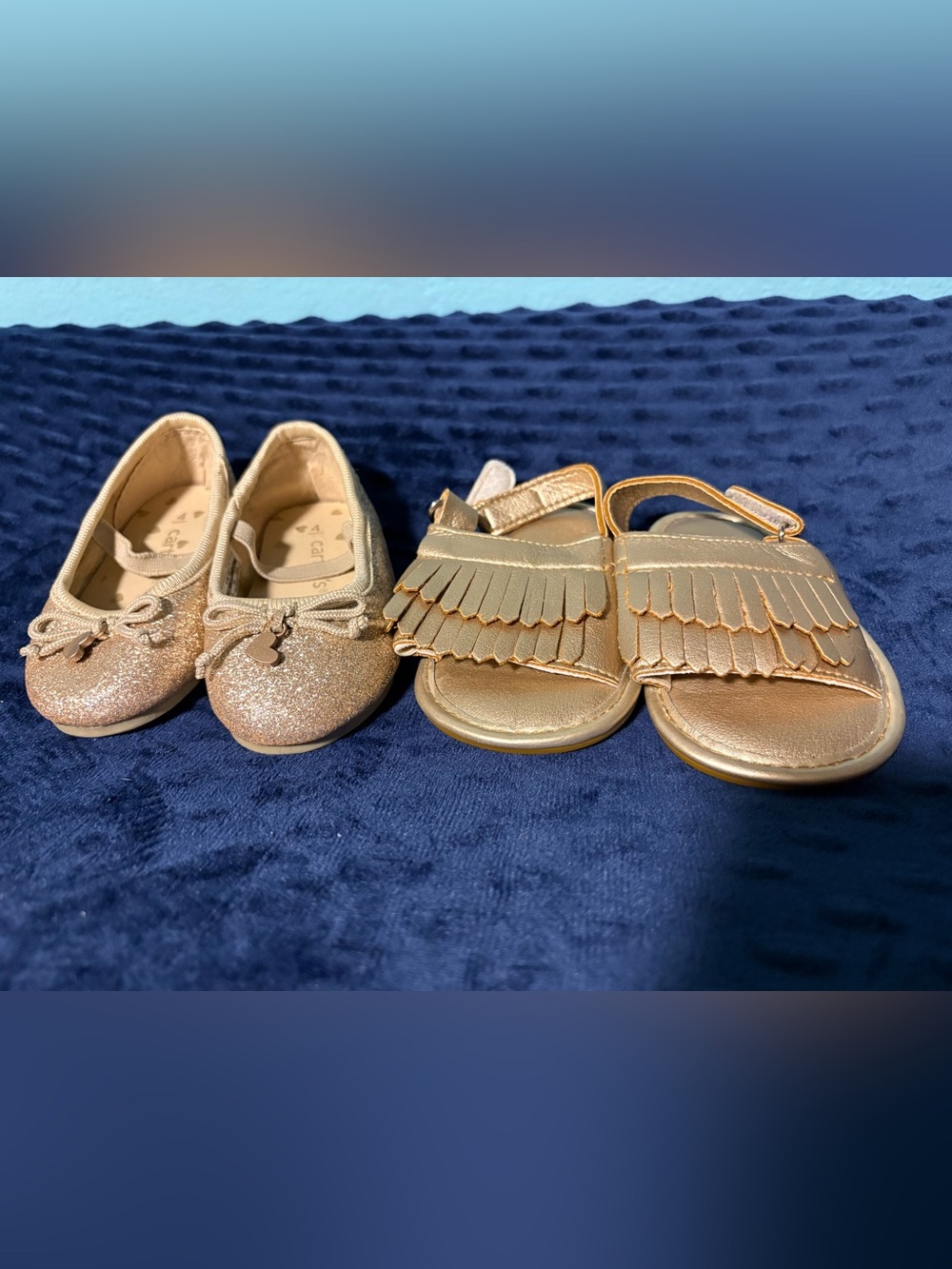 2 pack- Carter's Metallic Gold Glitter Mary Jane and Fringe Sandals Set size 4